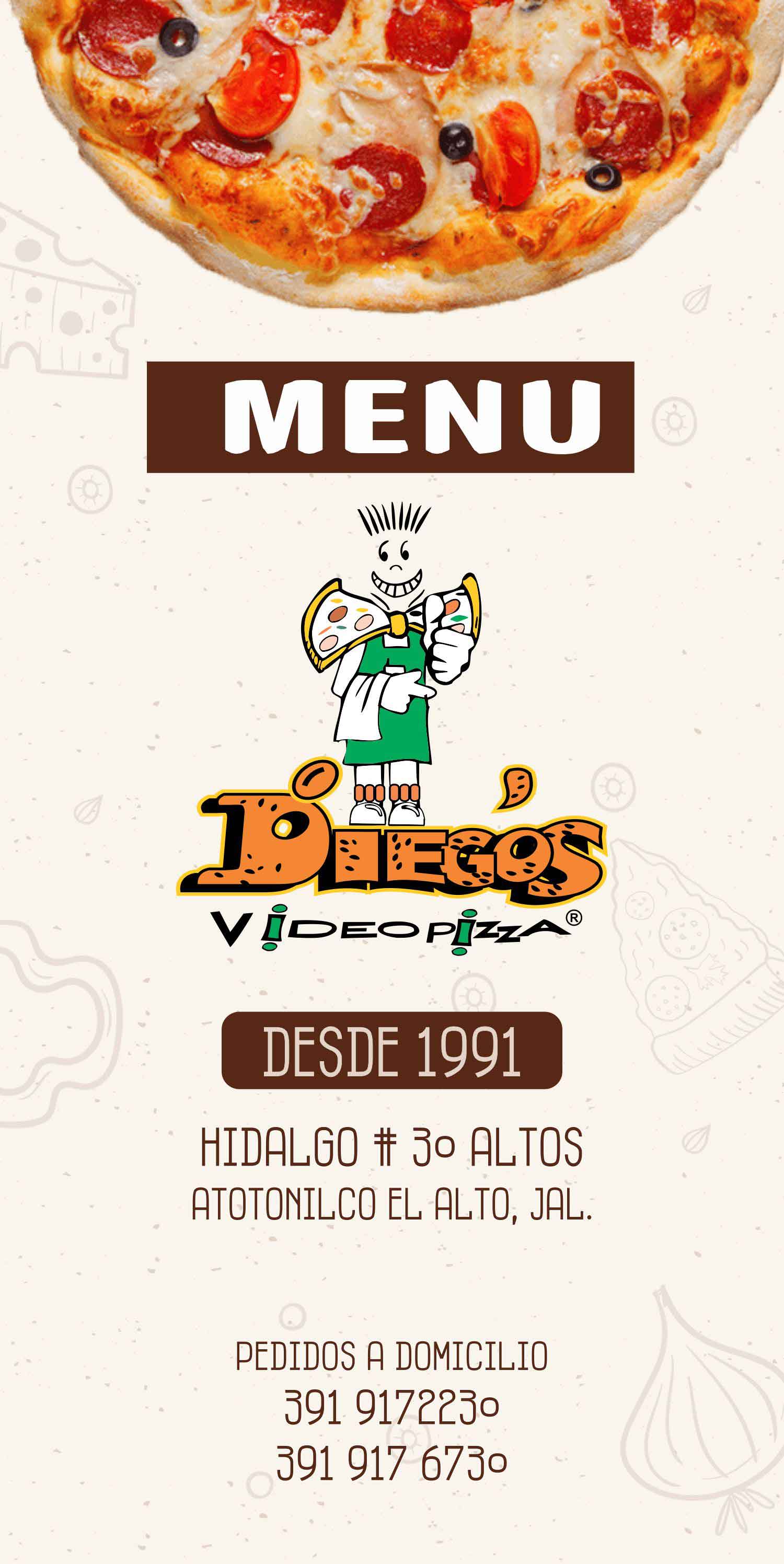 Menú Digital Diego's Video Pizza