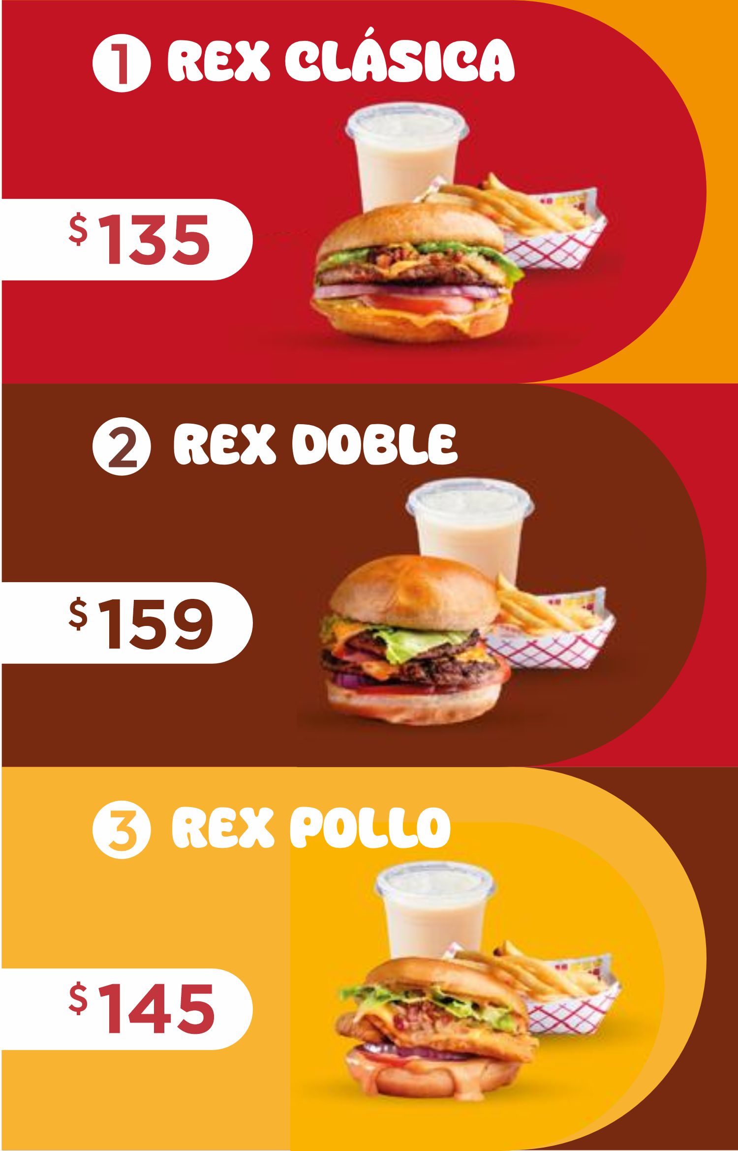 Menú digital Rex Burger 2026