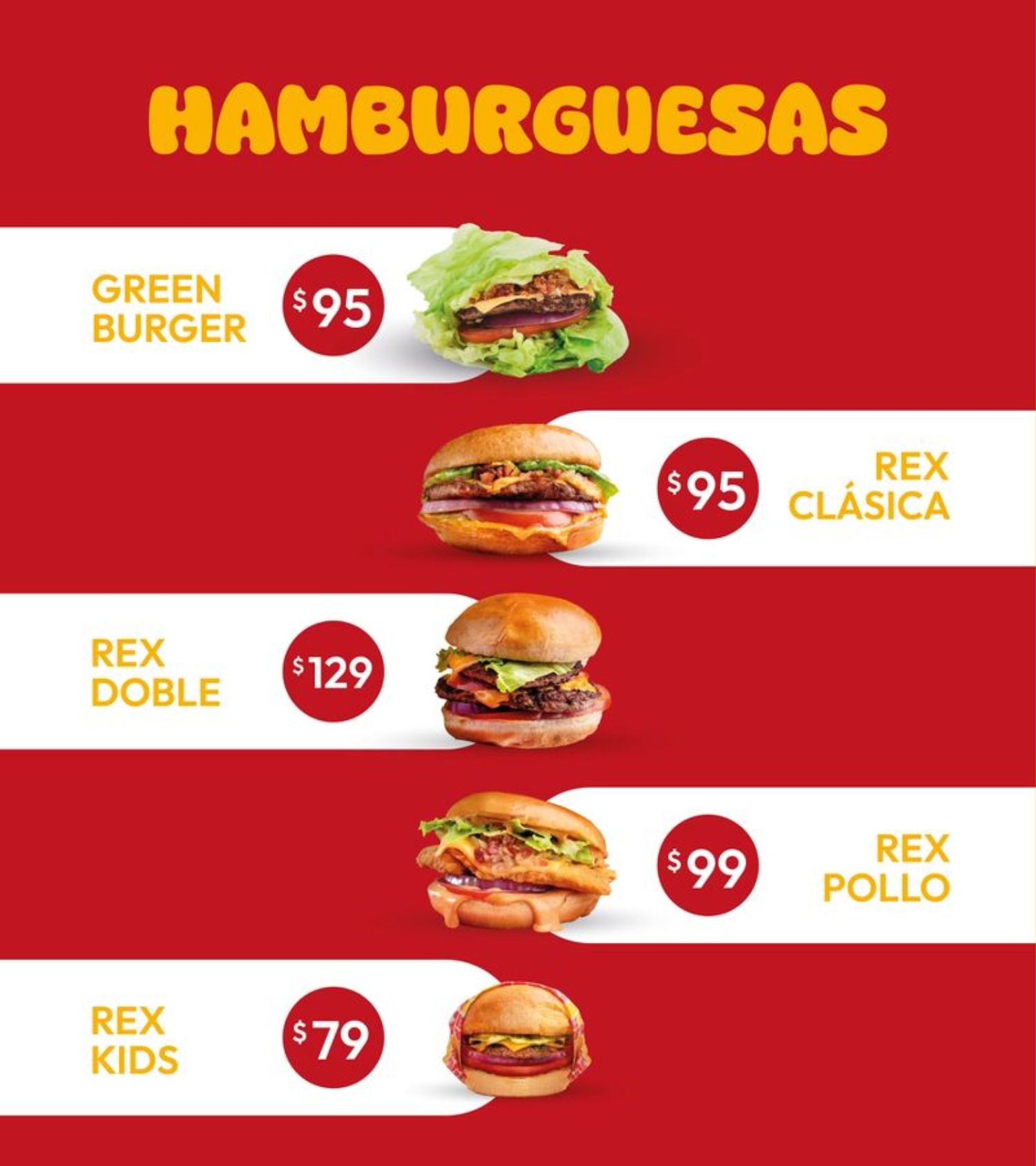 Menú digital Rex Burger 2026